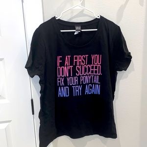 EUC Women’s 2 2x Plus Size 18 20 Tee T- Shirt Girl Power Fix Your Ponytail